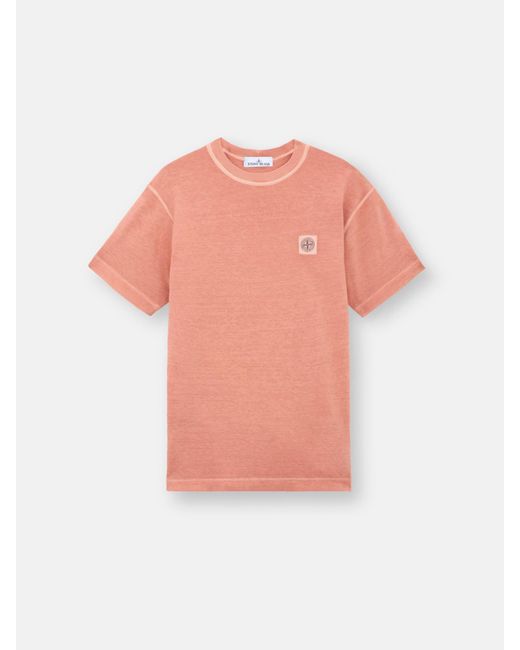 Stone Island Pink 23757 Organic Cotton Jersey 'Fissato' Effect for men