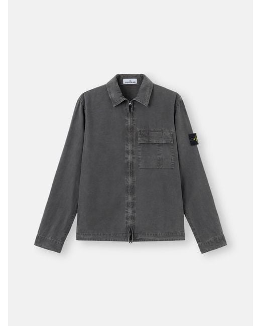 Stone Island Gray 1200008 Brushed Organic Cotton Canvas 'Old' Effect for men