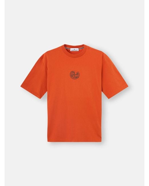 Stone Island Orange 2100001 Organic Cotton Jersey for men