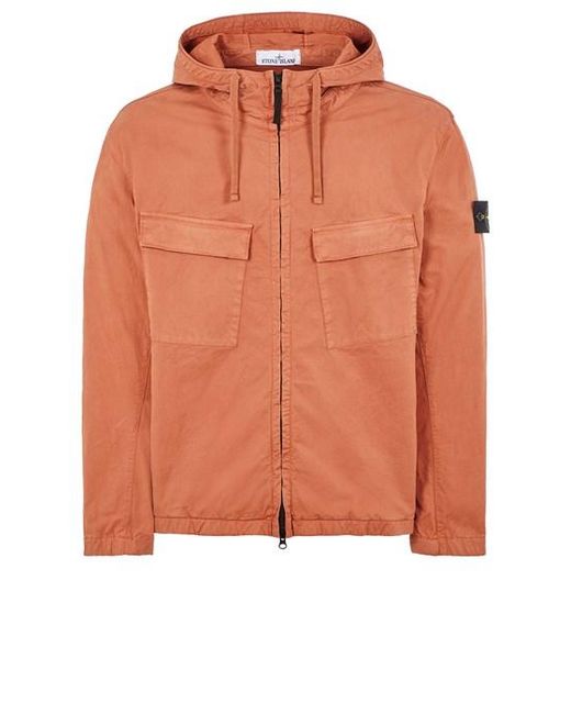 Stone Island Orange Lightweight Jacket Cotton, Elastane for men