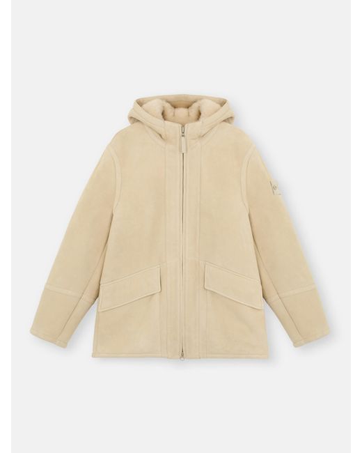 Stone Island Natural Suede Sheepskin Hooded Jacket for men