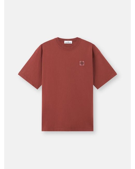 Stone Island Red 2100030 Combed Organic Cotton Jersey for men