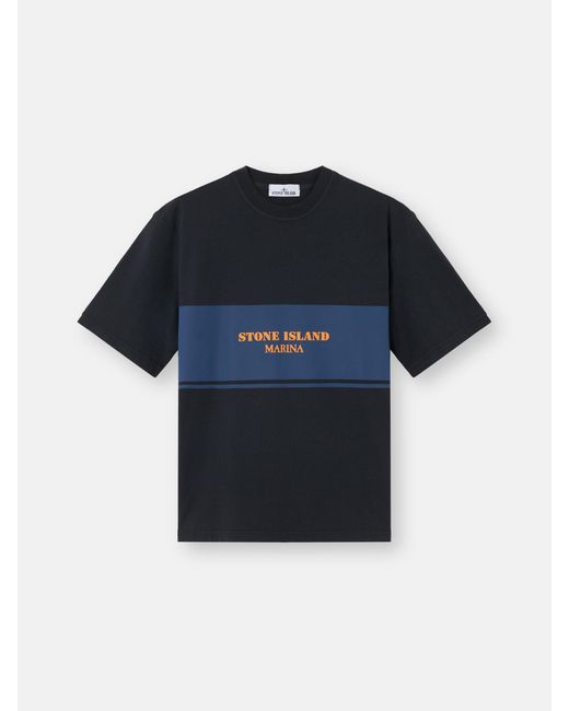 Stone Island 2100024 Combed Organic Cotton Jersey Marina in Stone Island 2100024 Combed Organic Cotton Jersey Marina in