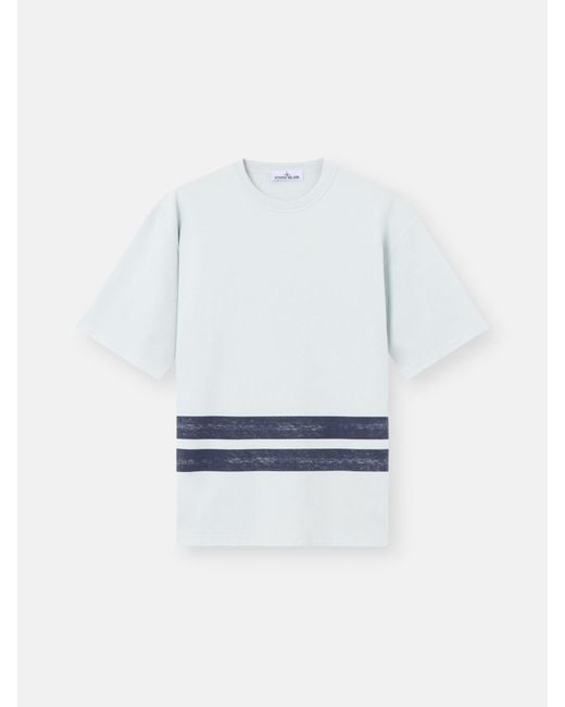 Stone Island White 2100003 Combed Organic Cotton Jersey Marina for men