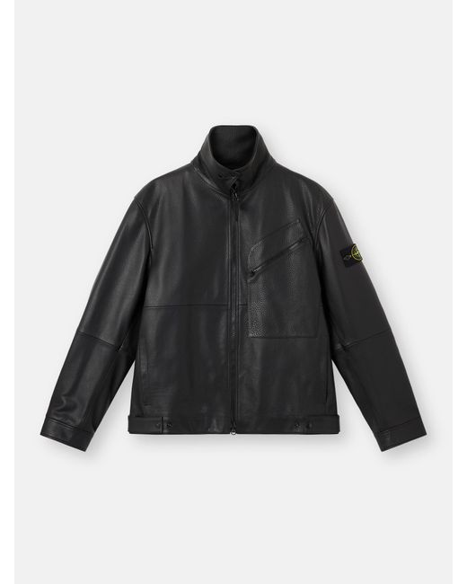 Stone Island Black 0100002 Matt Grain Leather for men