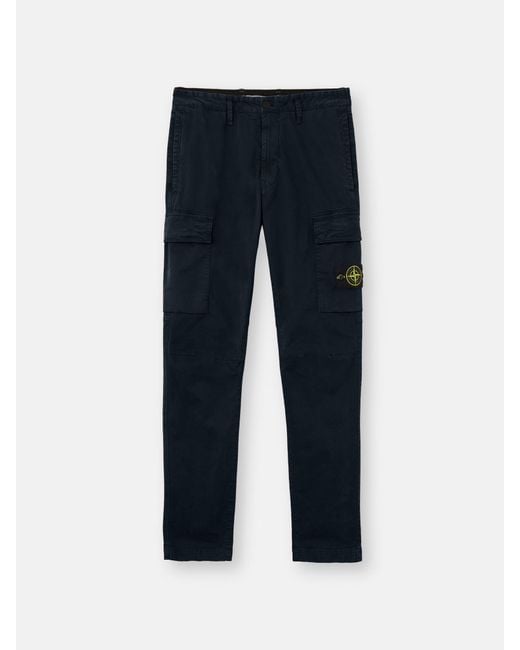 Stone Island Blue 3100051 Organic Cotton Stretch Broken Twill 'Old' Effect for men