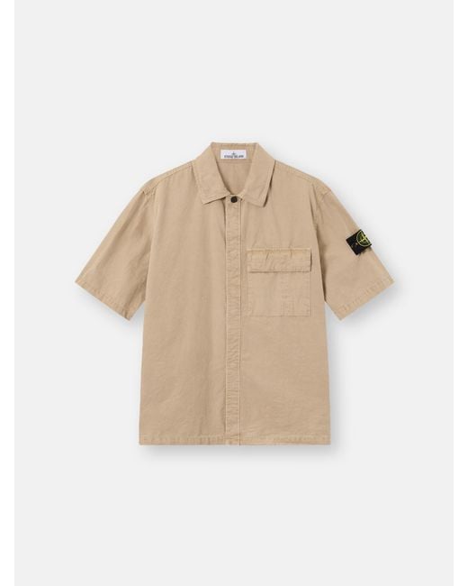 Stone Island Natural 1200031 Brushed Organic Cotton Canvas 'Old' Effect for men
