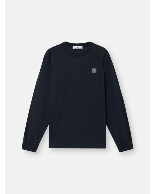 Stone Island Blue 2100025 Organic Cotton Jersey 'Fissato' Effect for men