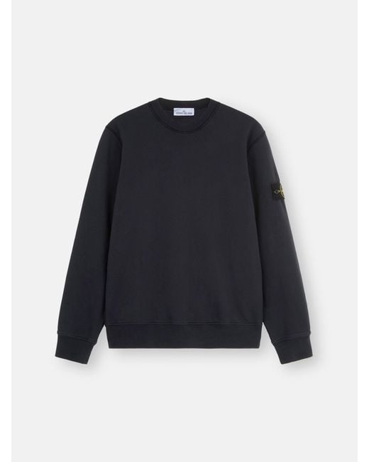 Stone Island Blue Crewneck Sweater With Compass Patch for men