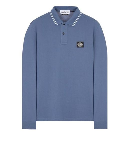 Stone Island Blue Polo Shirt Cotton, Elastane for men