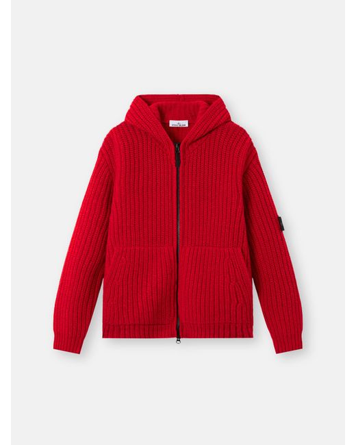 Stone Island Red 5100069 Fisherman's Rib Rws Wool And Cashmere for men