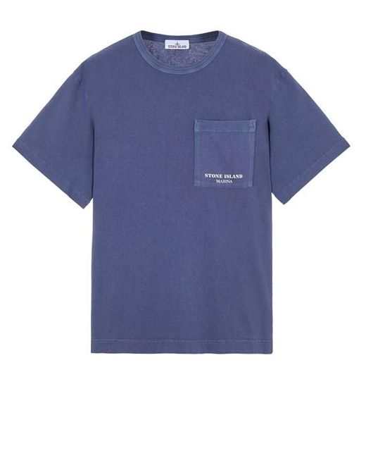 Stone Island Blue Short Sleeve T-shirt Cotton for men