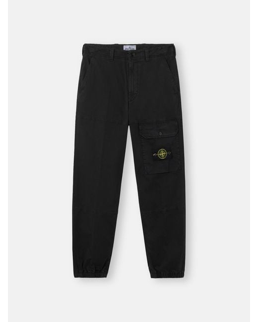 Stone Island Black 3100010 Organic Cotton Stretch Broken Twill 'Old' Effect for men
