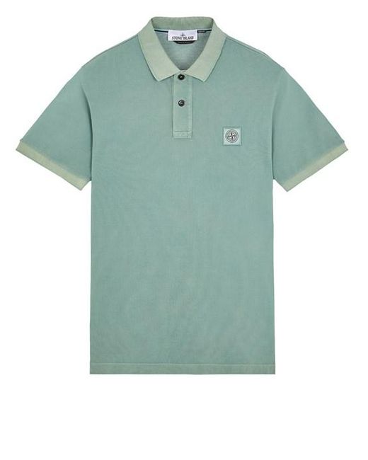 Stone Island Green Polo Shirt Cotton for men