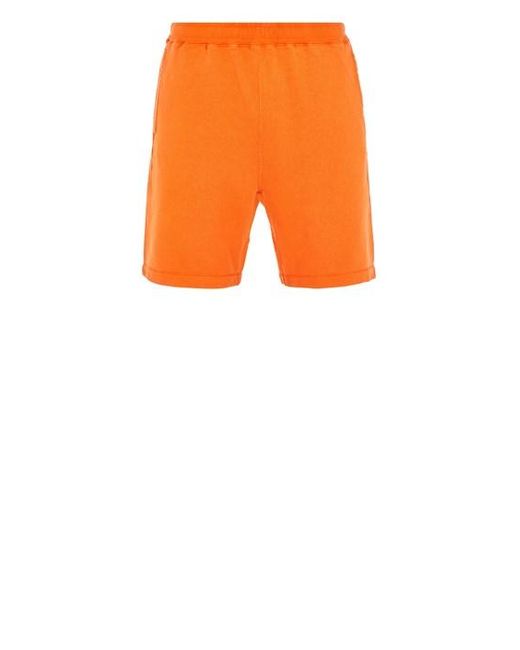 Stone Island Orange Fleece Bermuda Shorts Cotton for men