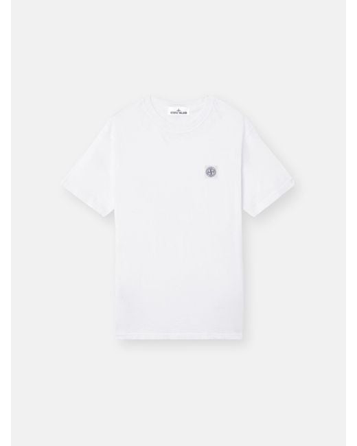 Stone Island White 2100026 Organic Cotton Jersey 'Fissato' Effect for men