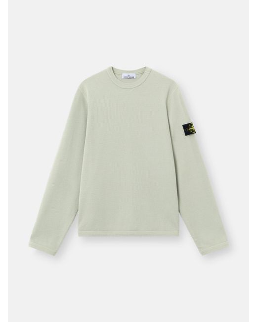 Stone Island White 6100011 Mesh Stitch Organic Cotton Fleece for men