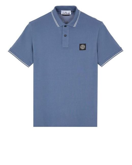 Stone Island Blue Polo Shirt Cotton, Elastane for men