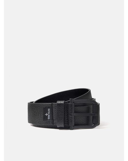 Stone Island Black 94772 Tumbled Leather for men