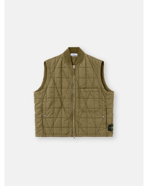 Stone Island Green G100001 Cotton Nylon Tela Quilted-Tc for men