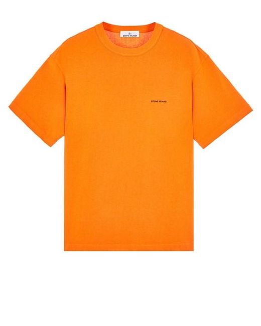 Stone Island Orange Short Sleeve T-shirt Cotton for men