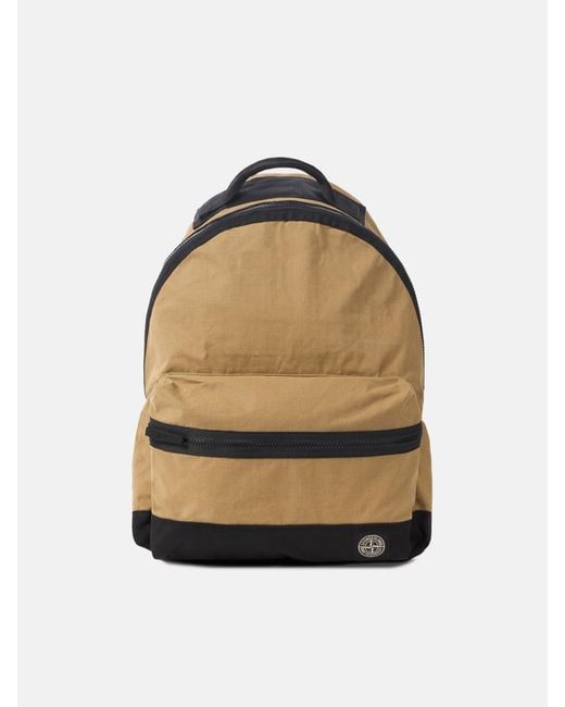Stone Island Natural Backpack With Compass Logo for men