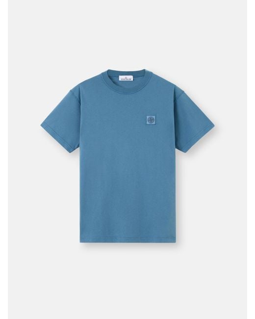 Stone Island Blue 2100029 Organic Cotton Jersey 'Fissato' Effect for men