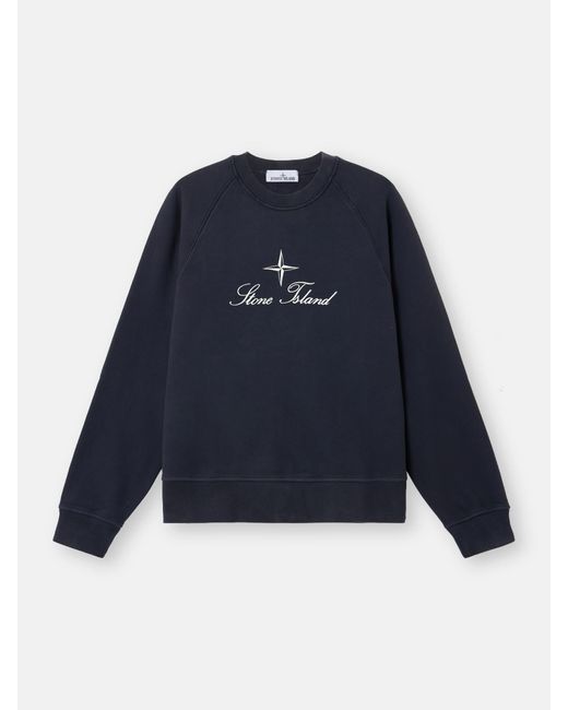 Stone Island Blue 6100073 Brushed Organic Cotton Fleece for men