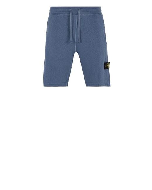 Stone Island Blue Fleece Bermuda Shorts Cotton for men