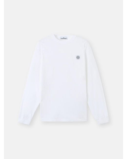 Stone Island White 2100025 Organic Cotton Jersey 'Fissato' Effect for men