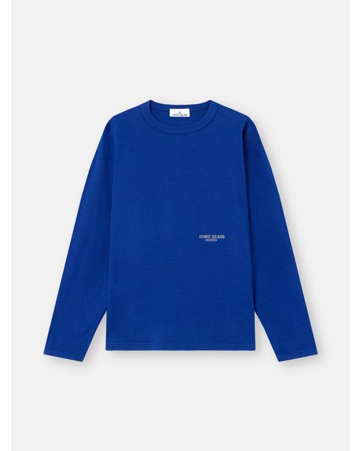 Stone Island Blue 2100004 Combed Organic Cotton Jersey Marina for men