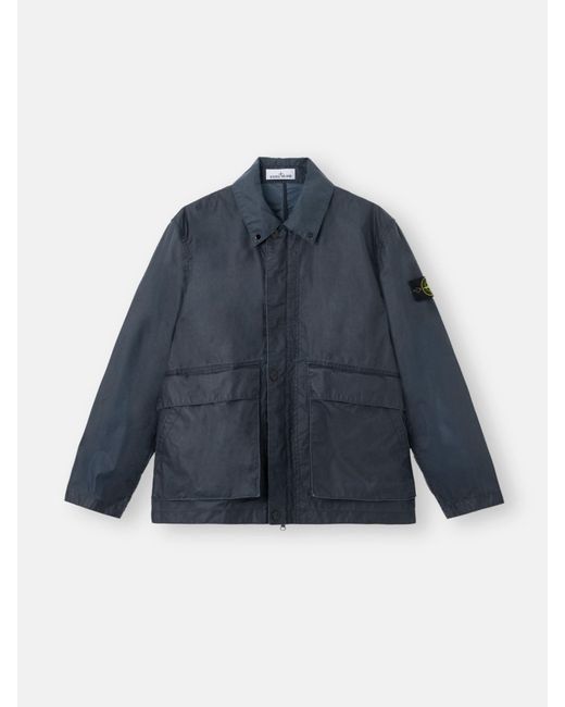 Stone Island Blue 4100054 Waxed Pigment Cotton Tela for men