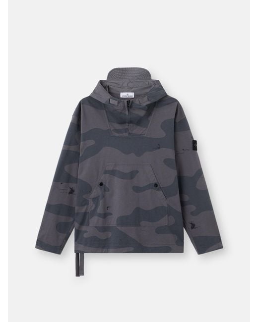 Stone Island Blue 6100053 Faded Camo Combed Organic Cotton Jersey for men