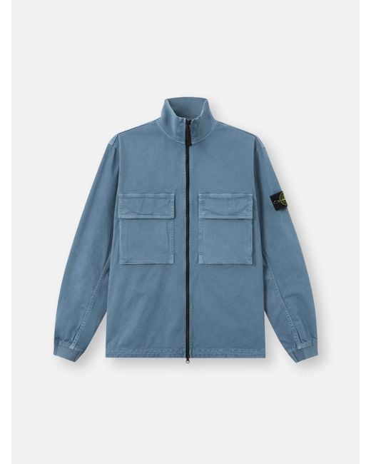 Stone Island Blue 1200024 Stretch Organic Broken Twill Cotton 'Old' Effect for men