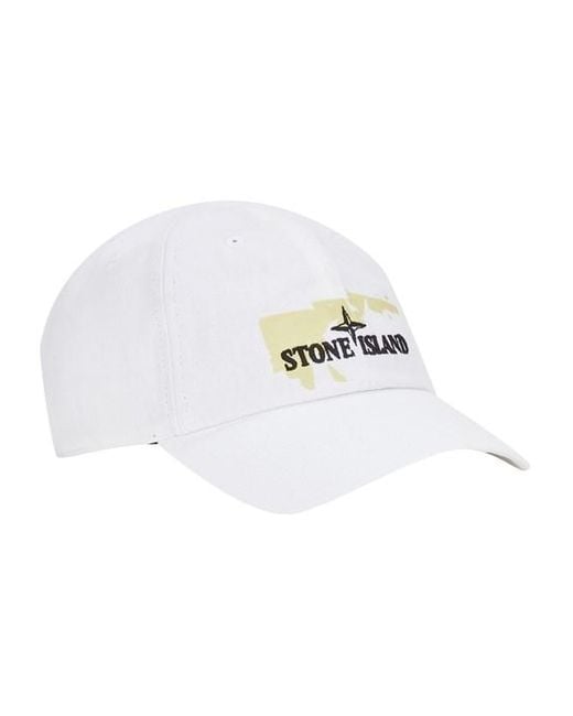 Stone Island White Cap Cotton for men