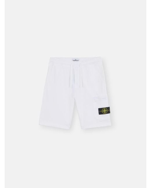 Stone Island White 64651 Cotton Fleece for men