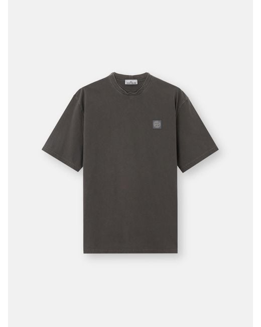 Stone Island Gray 2100020 Combed Organic Cotton Jersey 'Old Effect' for men