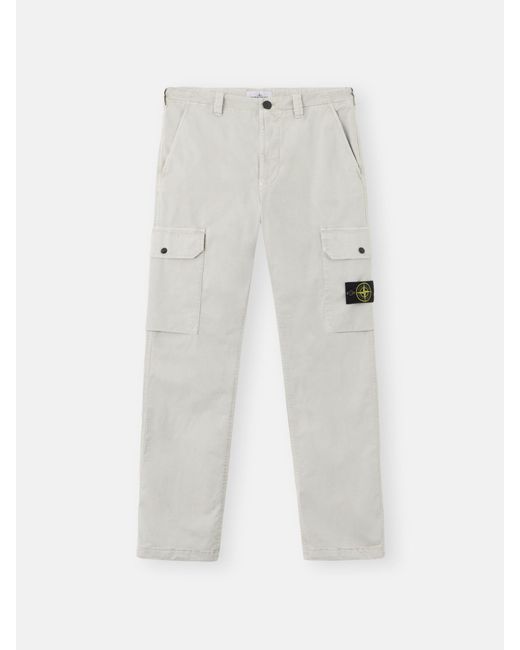 Stone Island White 3100011 Organic Cotton Stretch Broken Twill 'Old' Effect for men