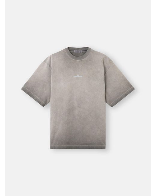 Stone Island Gray 2100002 Combed Organic Cotton Jersey, Uneven Cold Dyeing for men
