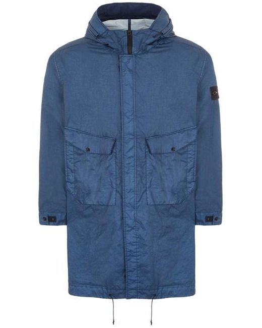 Stone Island Blue Long Jacket Polyamide for men