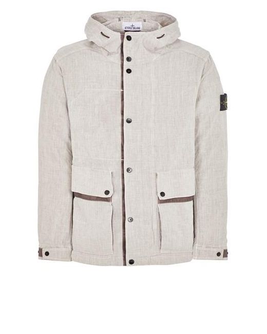Stone Island White Lightweight Jacket Linen, Polyamide for men