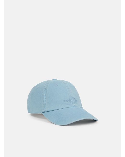 Stone Island Blue 9100007 Brushed Cotton Gabardine Hat for men