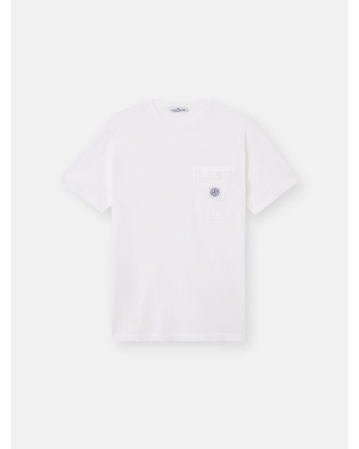Stone Island 2100219 Organic Cotton Jersey 'Fissato' Effect in White für Herren