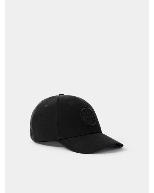 Stone Island Black Baseball Hat With Compass Logo for men