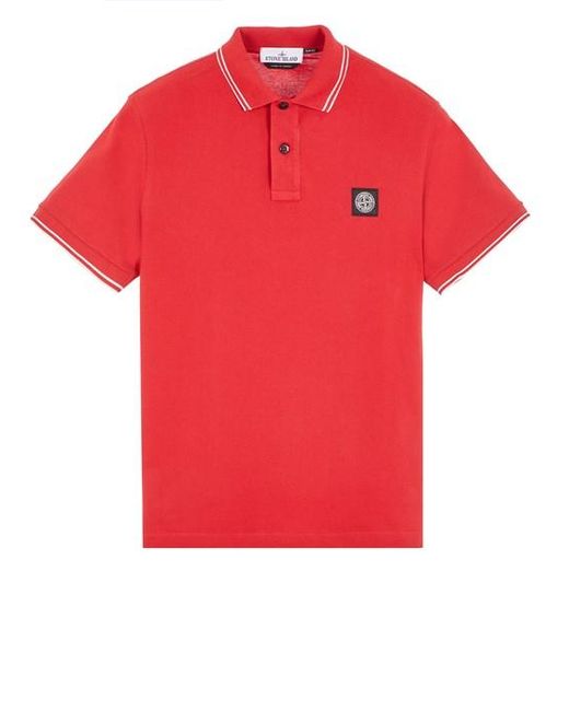 Stone Island Red Polo Shirt Cotton, Elastane for men