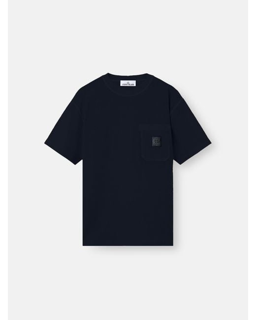 Stone Island Blue 2100032 Organic Cotton Jersey 'Fissato' Effect for men