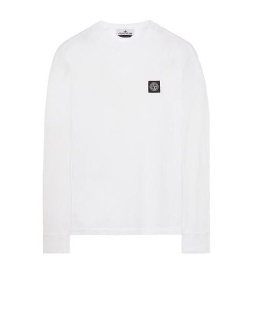 T-shirt a maniche lunghe cotone di Stone Island in White da Uomo