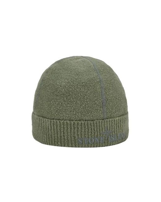 Stone Island Green Hat Cotton, Polyamide, Elastane for men