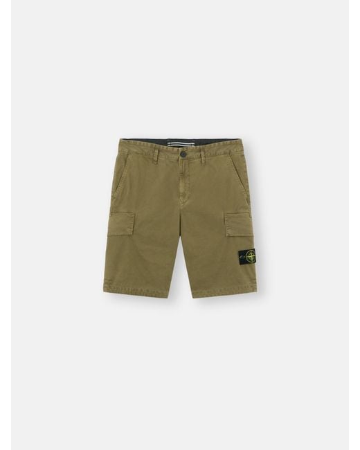 Stone Island Green L100018 Organic Cotton Stretch Broken Twill 'Old' Effect for men