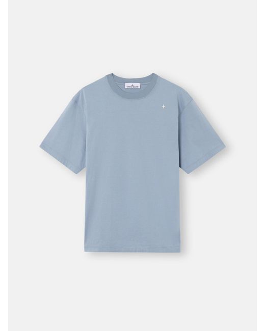 Stone Island Blue Cotton T-Shirt With Stellina Logo for men